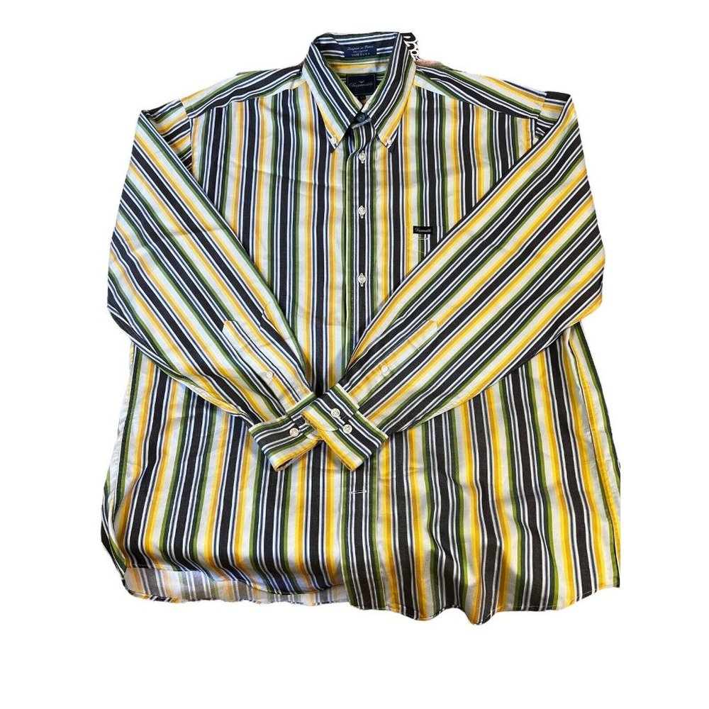 Faconnable Large Striped Dress Shirt Designed in France